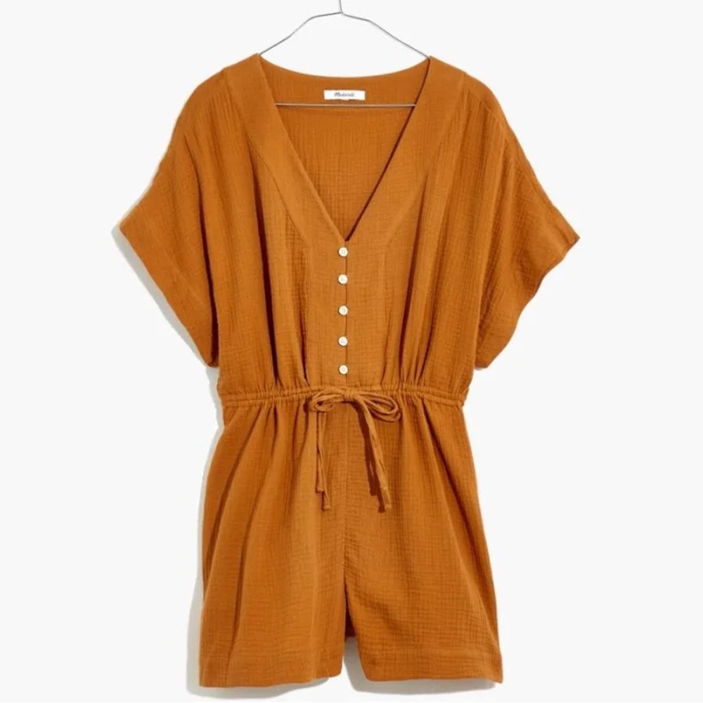 Madewell Lightspun Romper Coverup Rust Color - Size Small